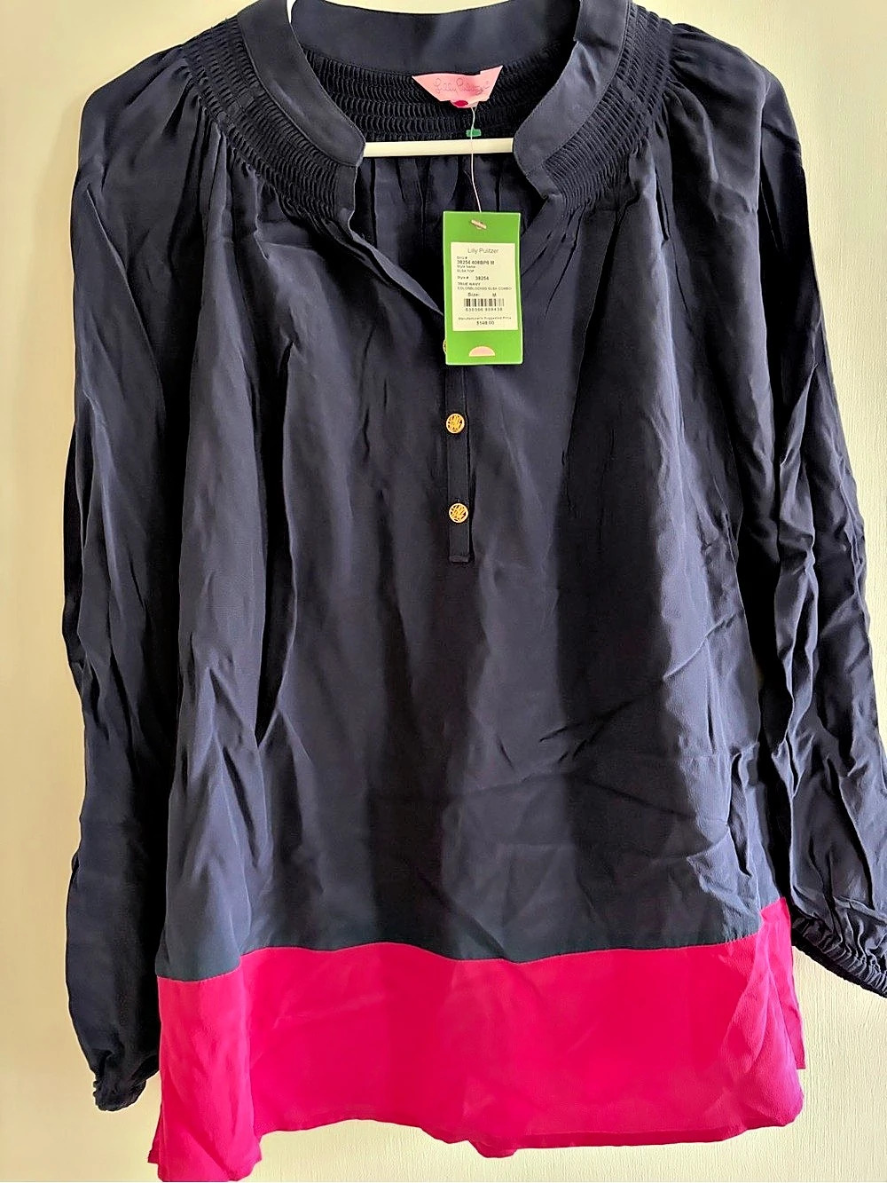 Lilly Pulitzer Elsa Top Color Block Blue & Pink Size Medium